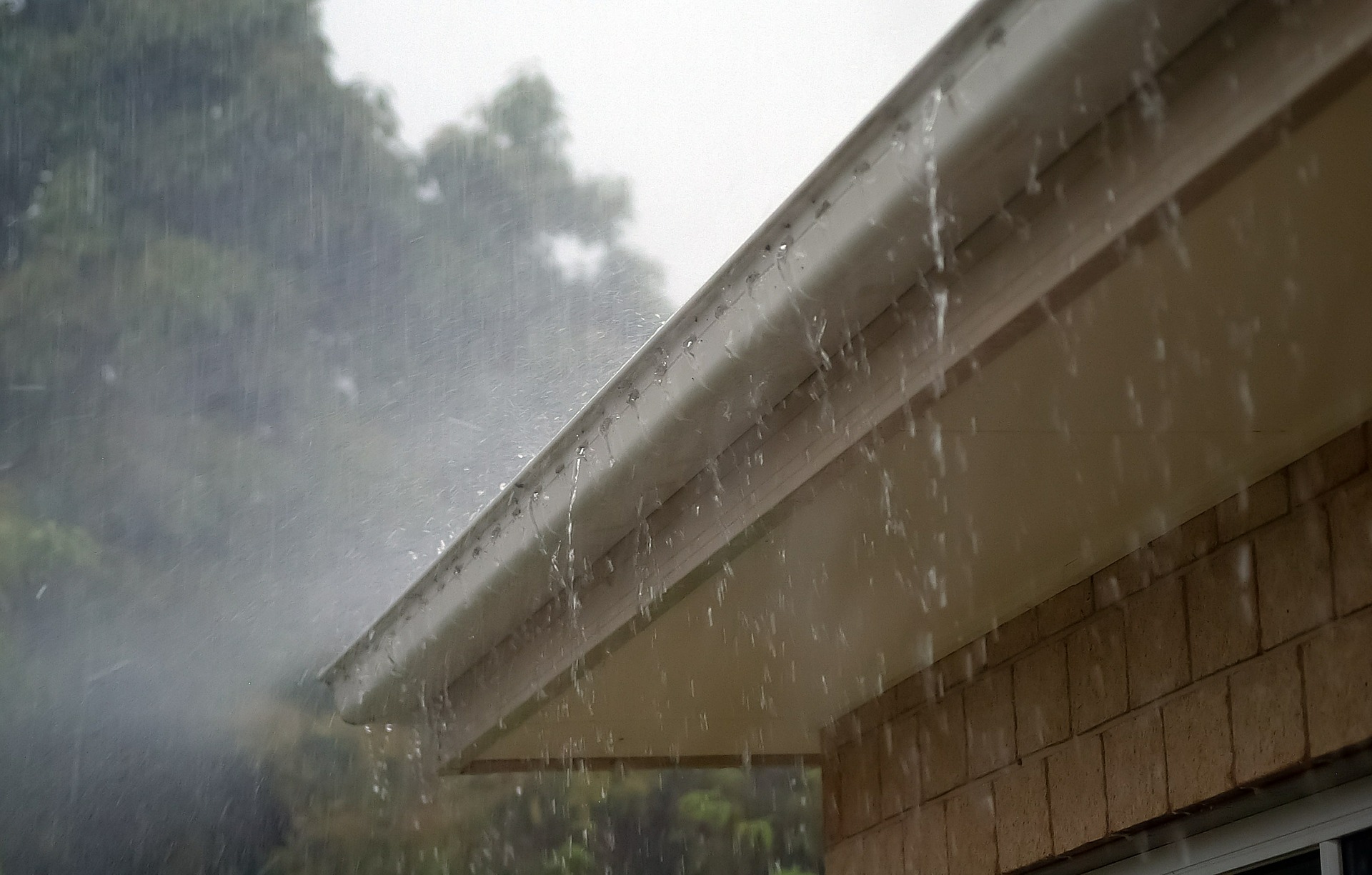 heavy rainfall on a roof