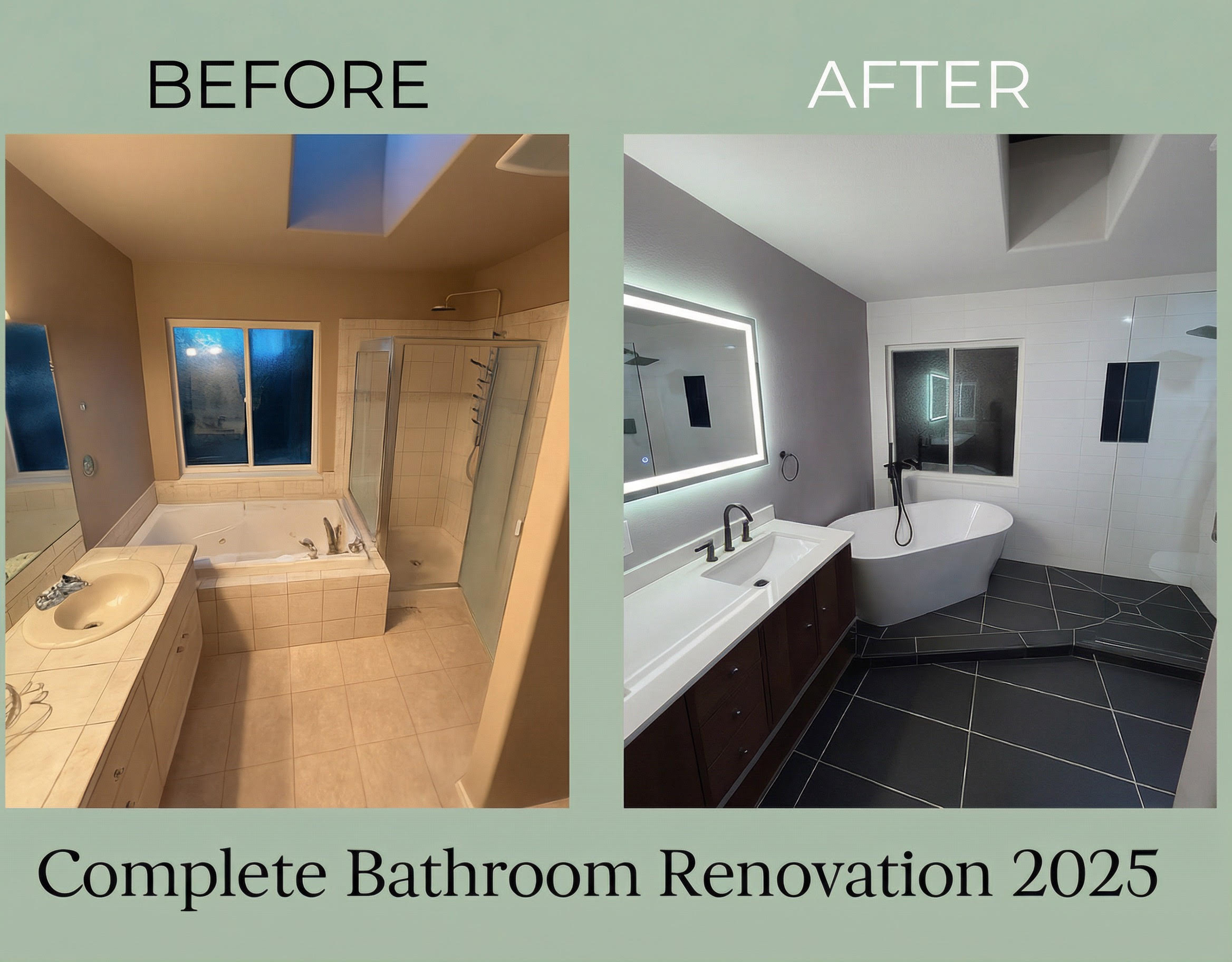 Before and after bathroom remodel