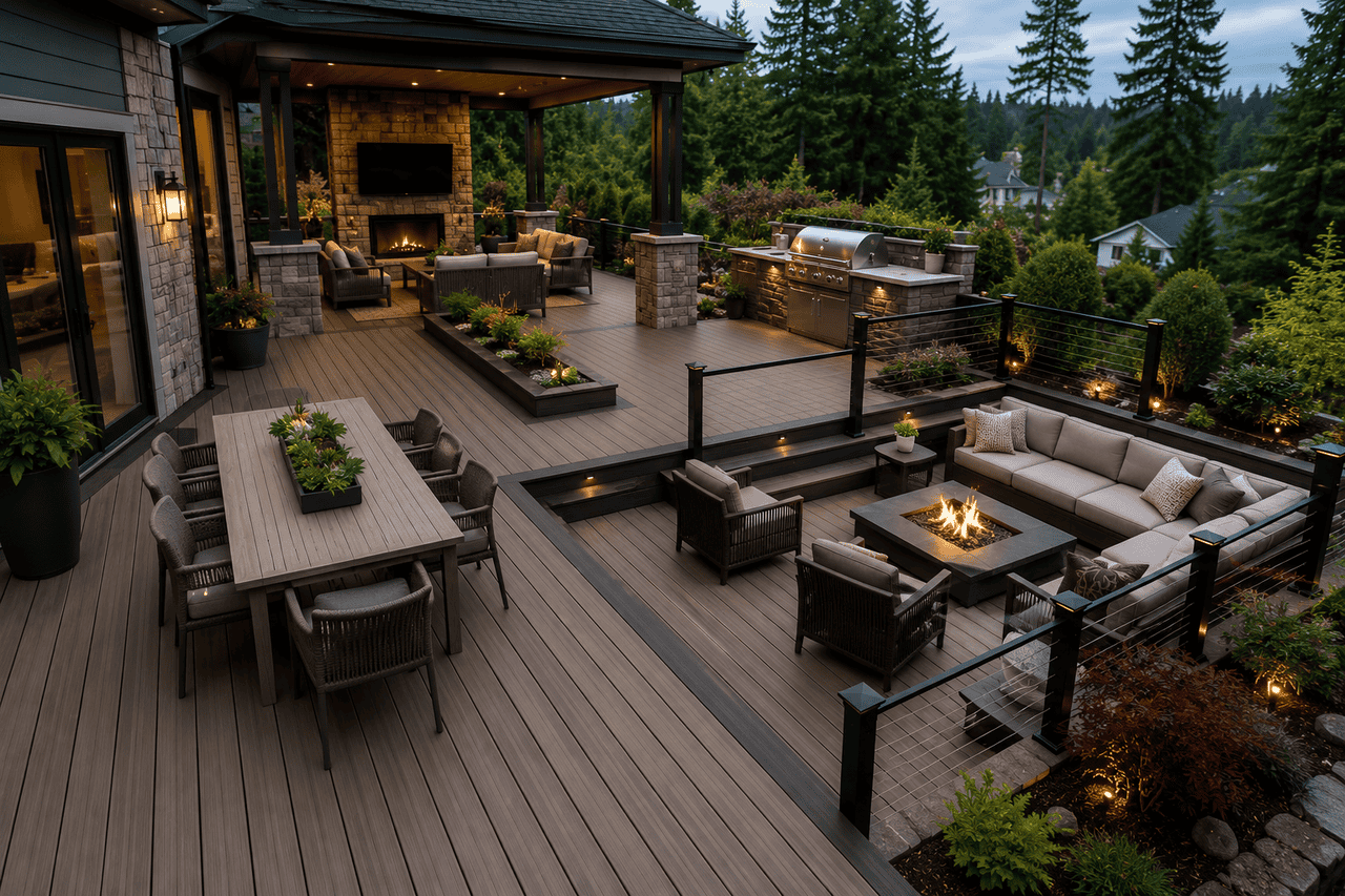 Composite deck designed with multiple activity zones