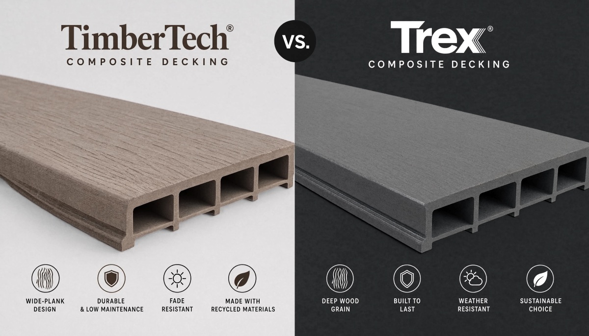 Timbertech Vs Trex comparison side by side image