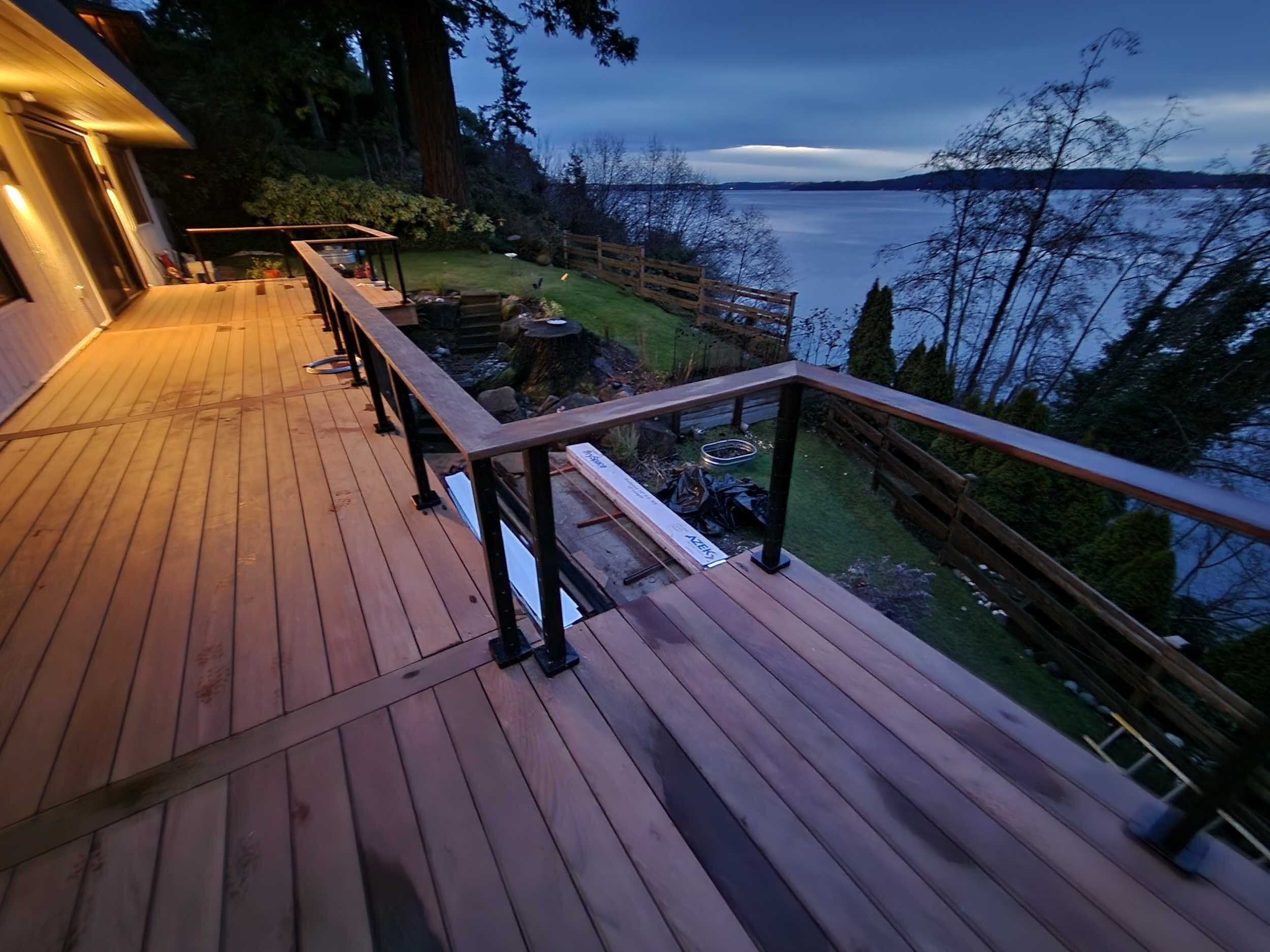 Completed custom deck project by Evergreen Home Exteriors