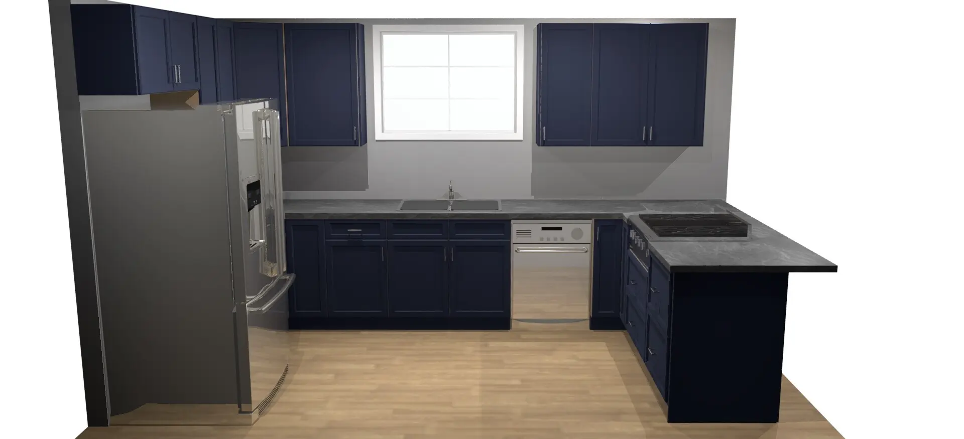 Kitchen remodeling rendering with modern finishes
